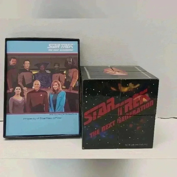 Vintage 1991 Star Trek The  Next Generation Book Plates & 1995 Puzzle Cube - Picture 1 of 8